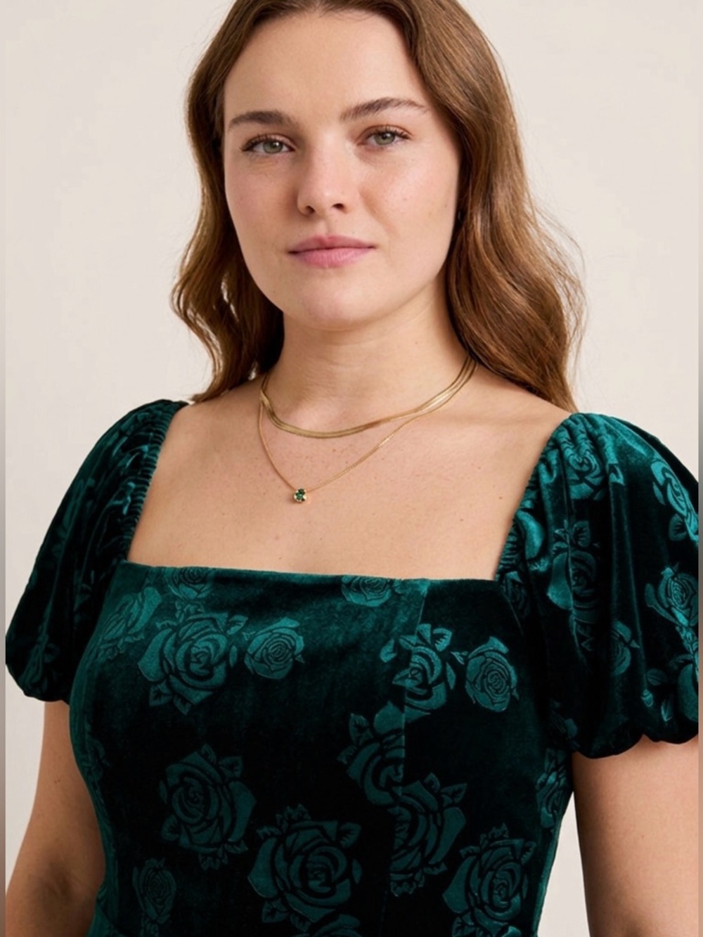 Francesca's Tina Green Velvet Floral Mini Dress NWT Size XL - Picture 3 of 12